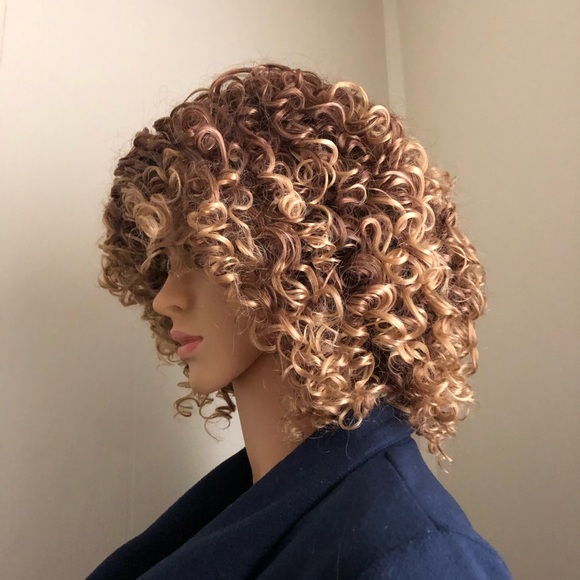 NWT 10” honey blonde Afro wig kinky curls bangs - Picture 9 of 16